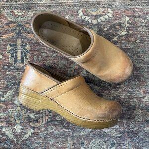 Dansko Tan Leather Slip-On Clogs